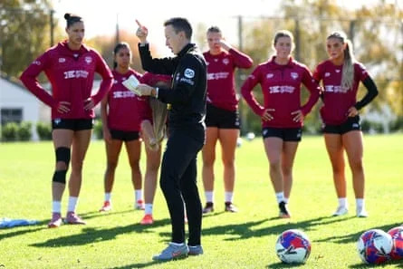 Bev Priestman speaks to her Wellington Phoenix players during a training session at NZCIS, Upper Hutt, New Zealand